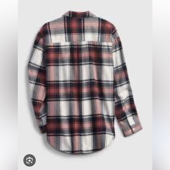 Gap Pink Black and Cream Plaid Button Down Flannel Shirt Youth Size 12 - Picture 2 of 10
